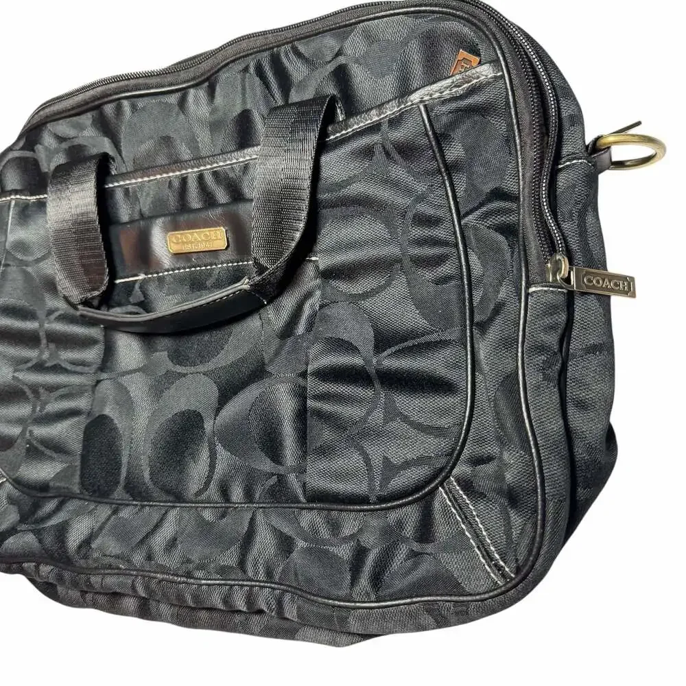 Coach Signature Nylon Business Laptop Briefcase in Black